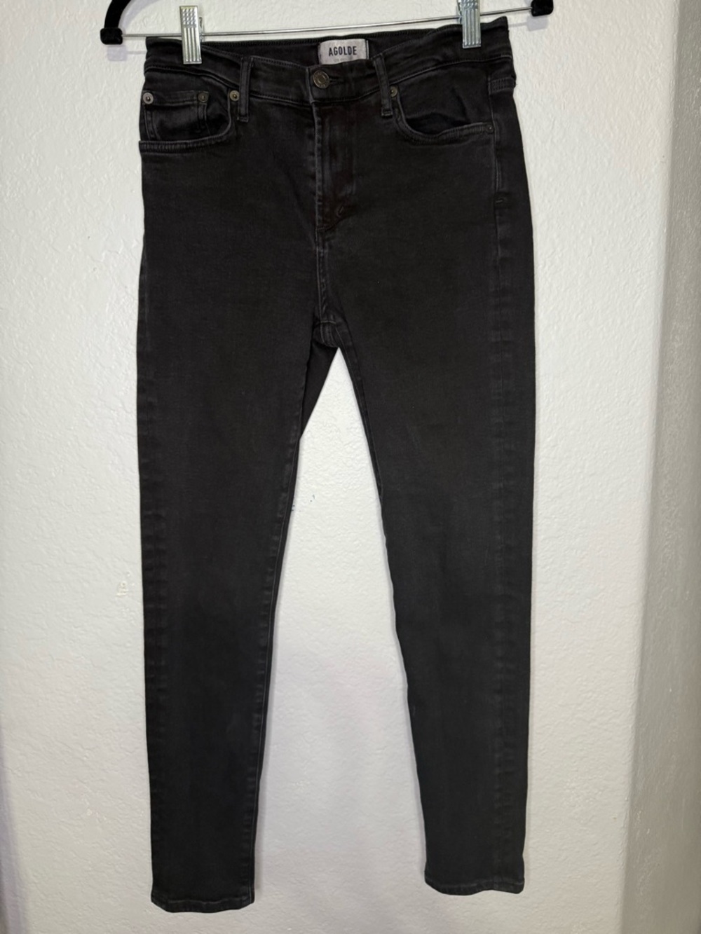 Agolde Washed Black High-Rise Skinny Jeans